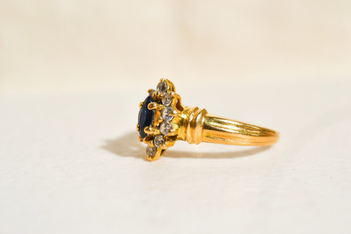 Bague Marguerite Saphir Oxydes