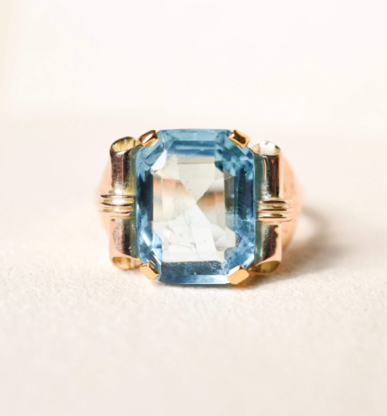 Bague Tank Aigue-Marine