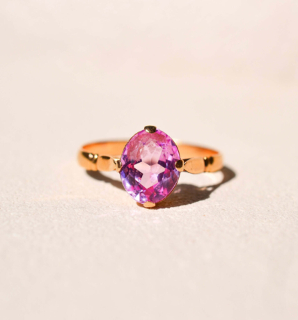 Bague solitaire Saphir rose