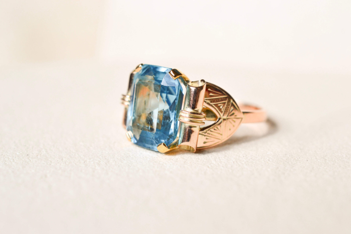 Bague Tank Aigue-Marine