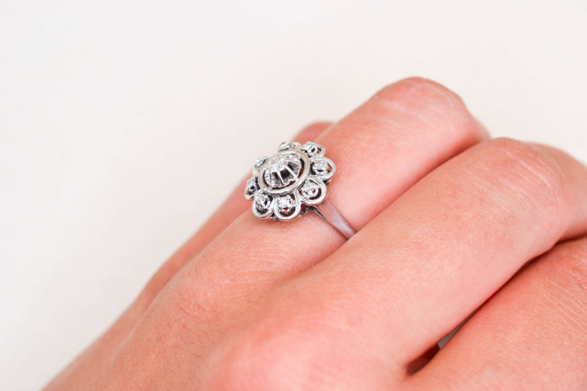 Bague flocon Diamants Or blanc