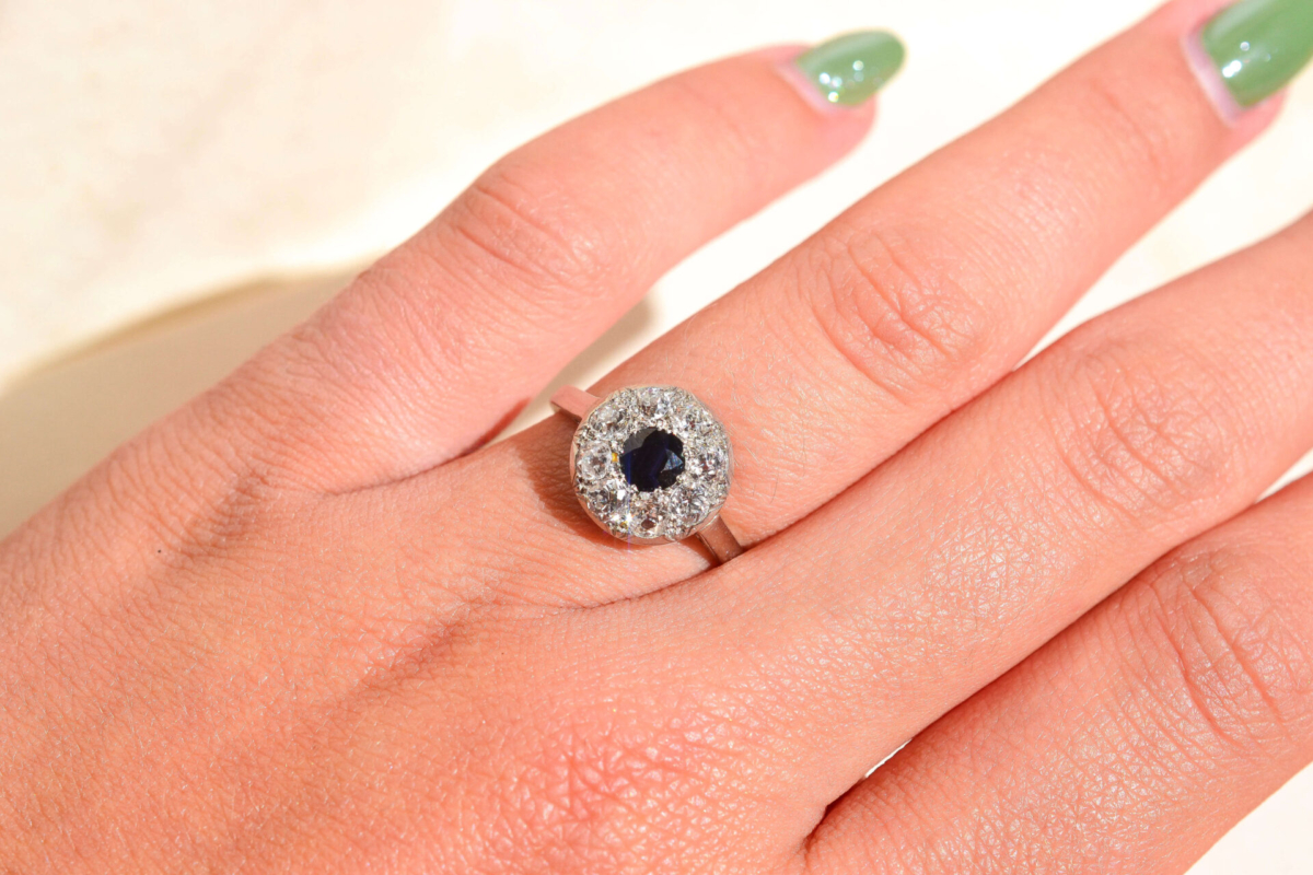 Bague Fleur Saphir & Diamants