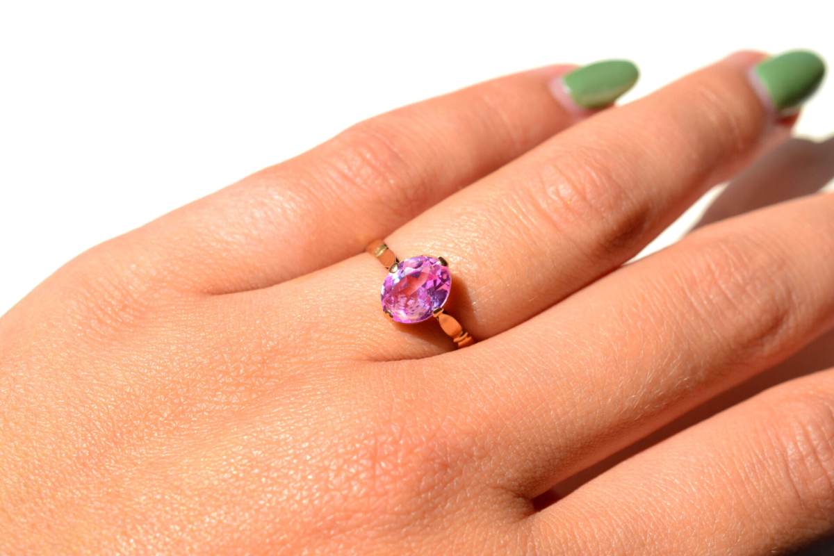 Bague solitaire Saphir rose