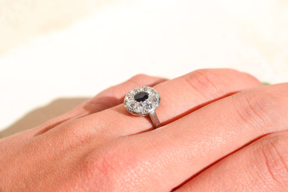 Bague Fleur Saphir & Diamants
